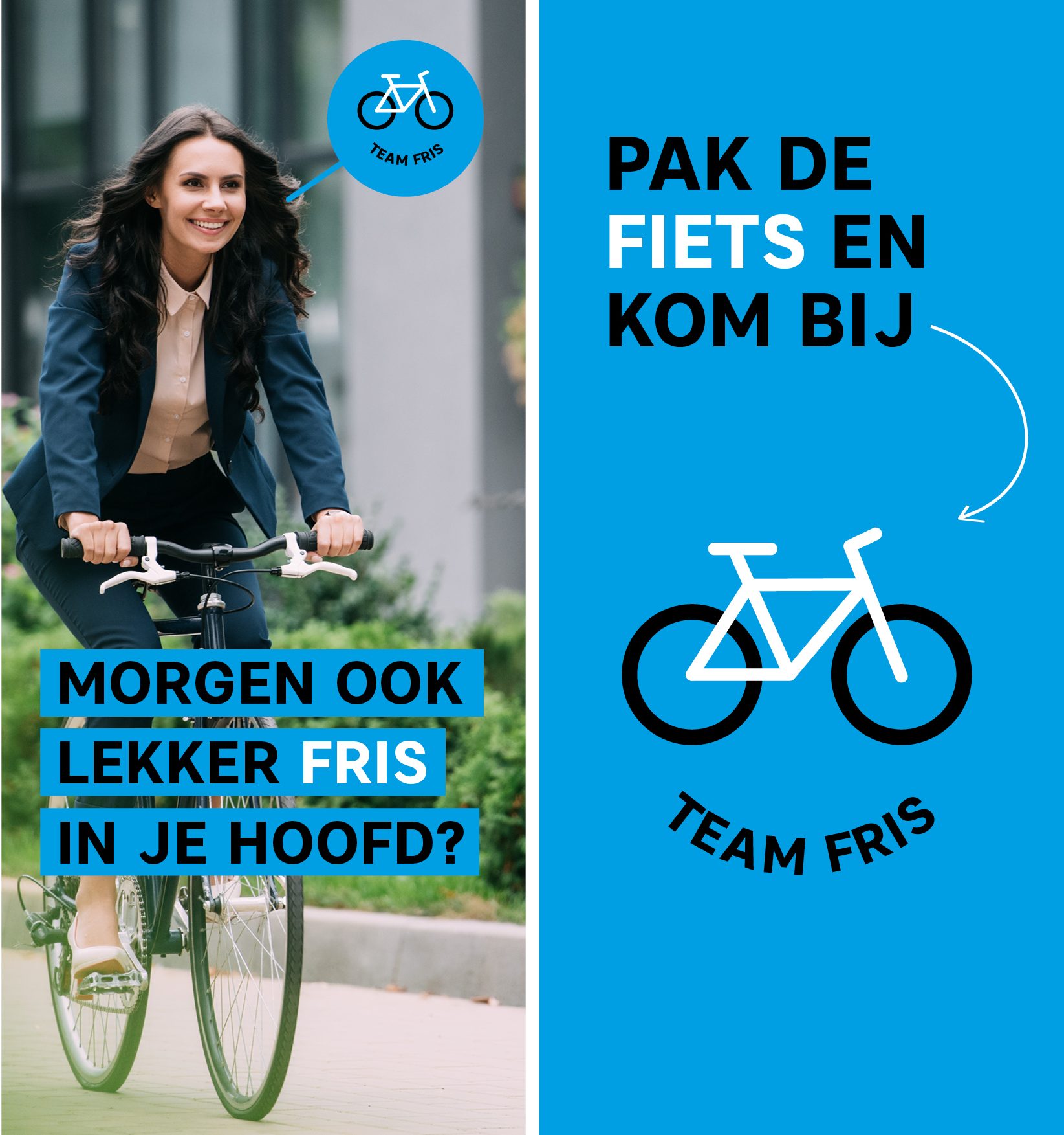 Ansichtkaart van Team Fris, promotie van gezond en duurzaam fietsen in de Brainportregio.